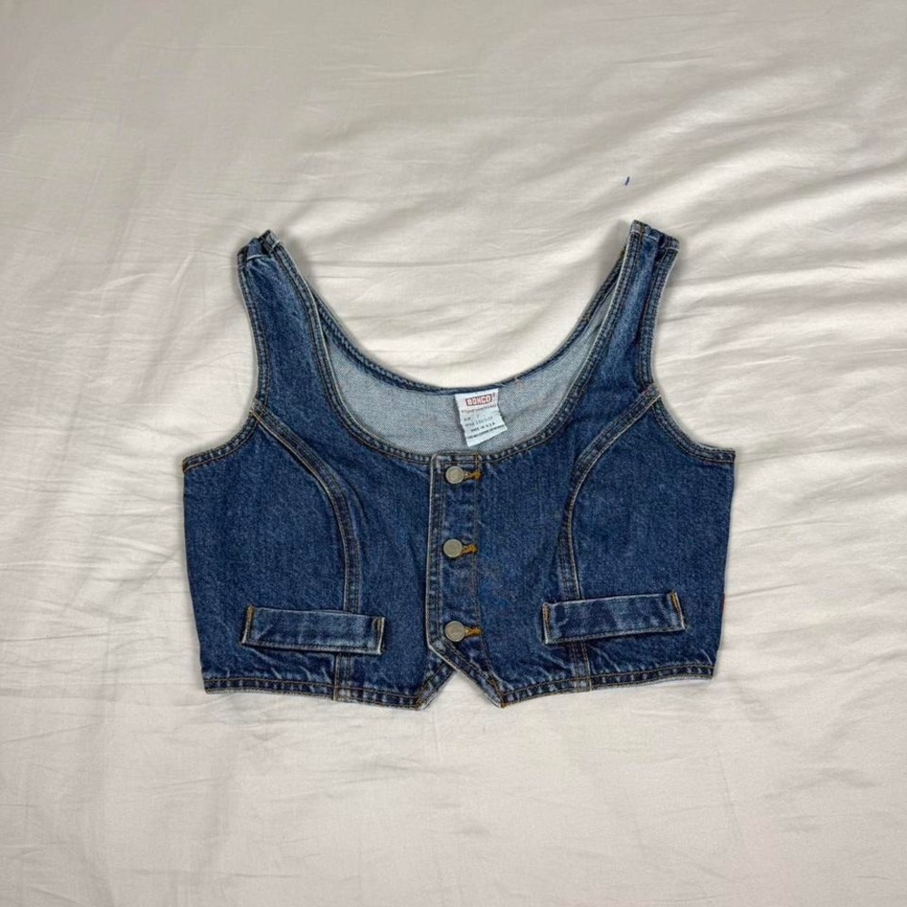 Vintage 90s Bongo mini denim button up vest top